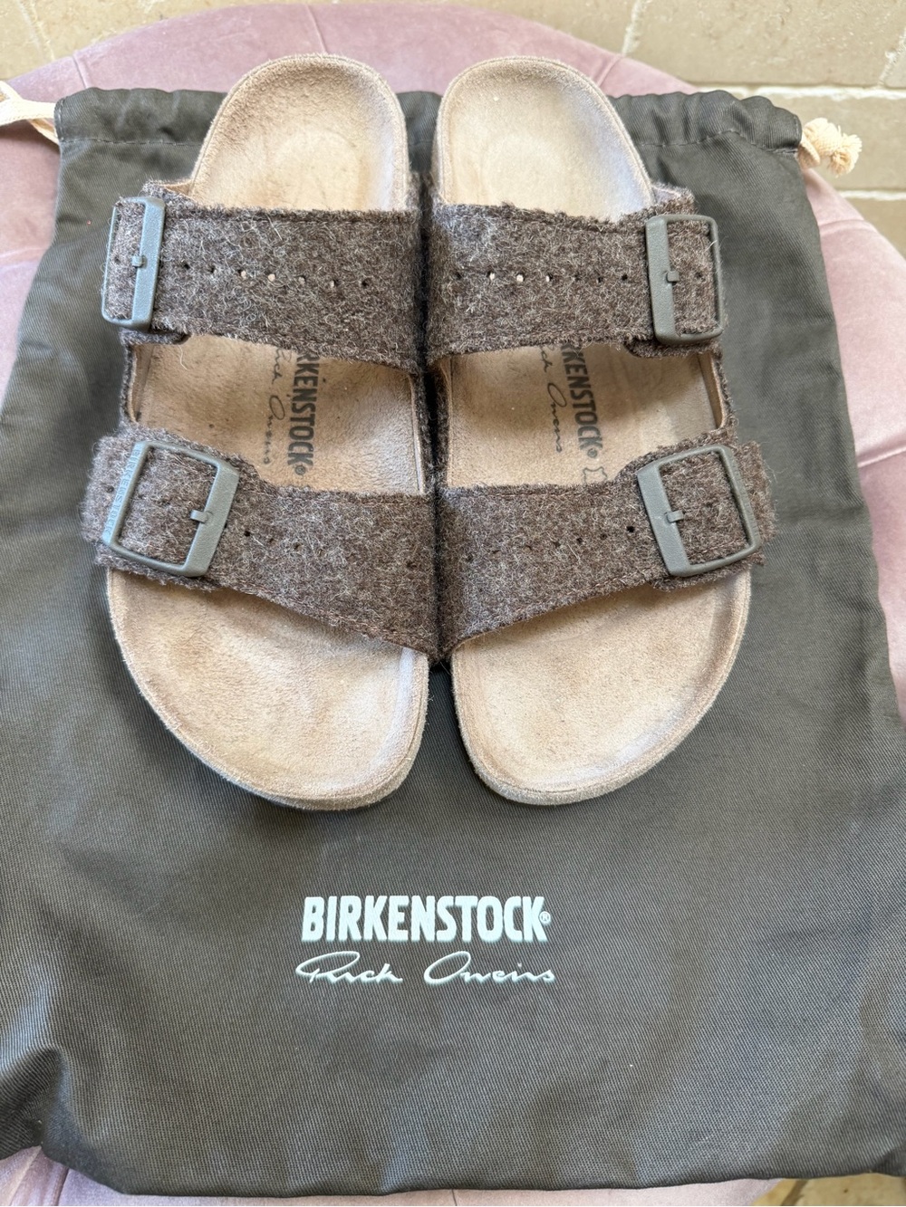 🦋Birkenstock Rick Owens Brown Felt Sandals